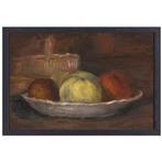 Pommes dans une soucoupe et un panier - toile Pierre-Auguste, Maison & Meubles, Envoi, Création originale, 50 à 75 cm, 50 à 75 cm