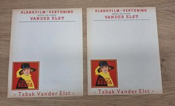 2 stuks oude reclame Belga Tabak Vander Elst beschikbaar voor biedingen