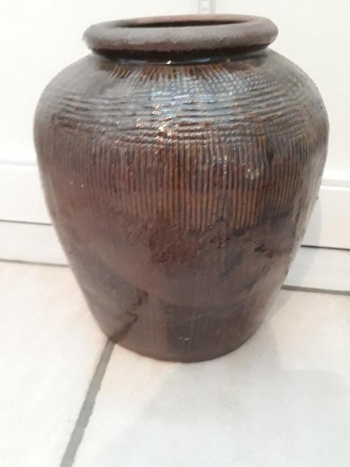Stenen pot en droogbloem boeket, Tuin en Terras, Bloempotten, Gebruikt, Steen, Binnen, Balkon, Tuin, Minder dan 40 cm, Minder dan 25 cm