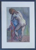 JAN VAN DER VEER / RUGGELINGS NAAKT / ORIGINEEL / 74x54cm, Ophalen