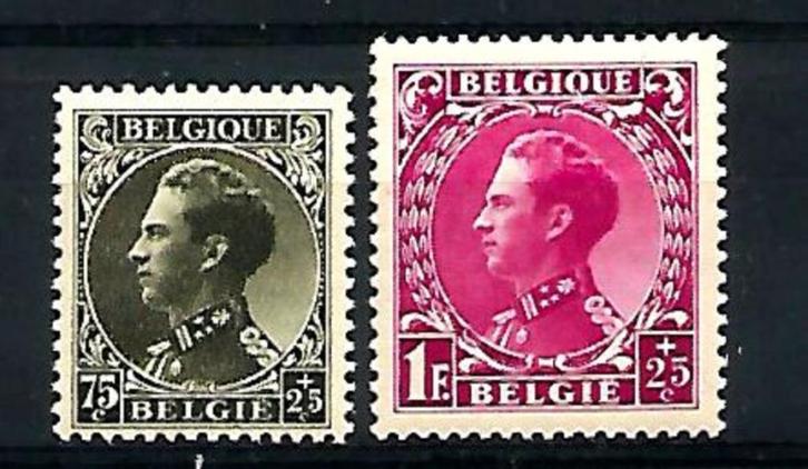 België 1934 Leopold III profiel links OBP 390 &392**, Postzegels en Munten, Postzegels | Europa | België, Postfris, Orginele gom