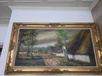 Landelijke schilderij groot boerderij & natuur, gouden lijst, Ophalen