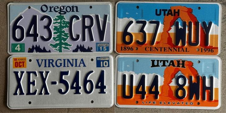 Kenteken USA nummerplaat OREGON + UTAH, Verzamelen, Automerken, Motoren en Formule 1, Ophalen of Verzenden