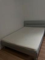 Tweepersoonsbed + matras of zonder, Huis en Inrichting, Slaapkamer | Boxsprings, Ophalen, Gebruikt, Tweepersoons, Grijs