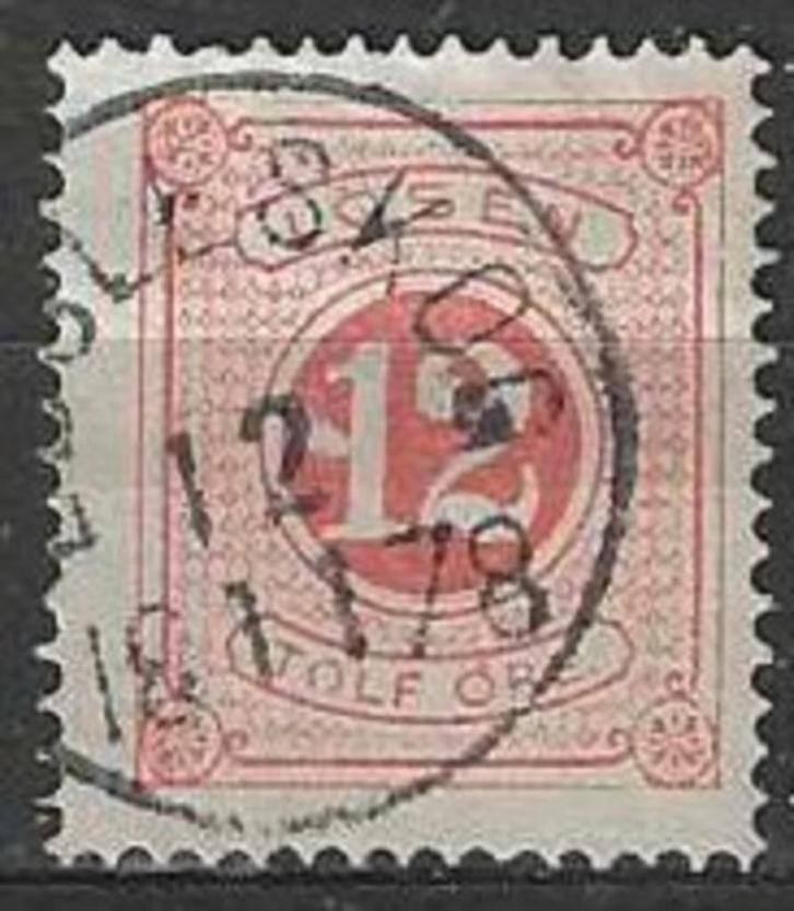 Zweden 1874 - Yvert 5 B TX - Takszegel - 12 ore (ST), Postzegels en Munten, Postzegels | Europa | Scandinavië, Gestempeld, Zweden
