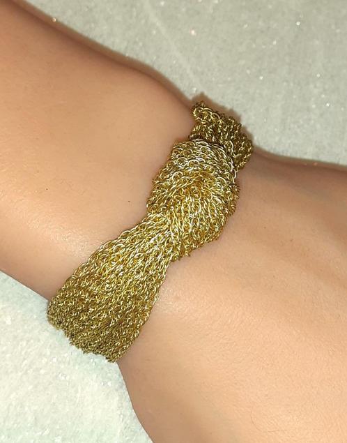 armband design speciale gouden knoop uit kettingen, Bijoux, Sacs & Beauté, Bracelets, Neuf, Autres matériaux, Or, Envoi
