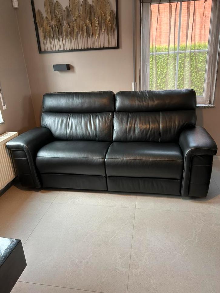 Lederen lounge met 3 + 2 zitplaatsen, Huis en Inrichting, Zetels | Zetels, Zo goed als nieuw, Vierpersoons of meer, Leer, Ophalen