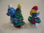 2 vintage smurfen kerstmis Schleich, Différents Schtroumpfs, Utilisé, Enlèvement ou Envoi, Poupée, Figurine ou Peluche