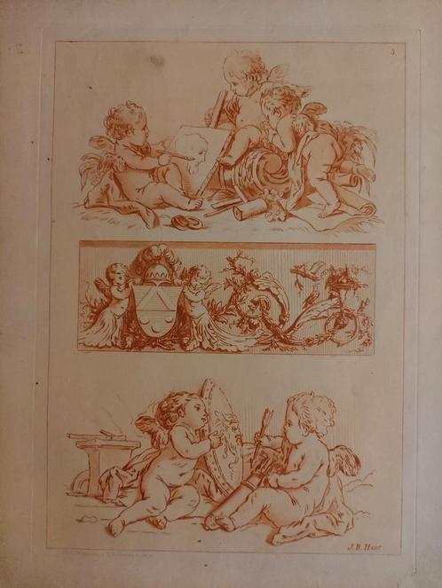 Gravure Jean Baptiste Huet, Antiek en Kunst, Kunst | Etsen en Gravures, Ophalen of Verzenden