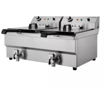 Friteuse électrique sur table en inox 10 + 10 L, Electroménager, Friteuses, 4 litres ou plus, Enlèvement ou Envoi, Neuf, Friteuse duo