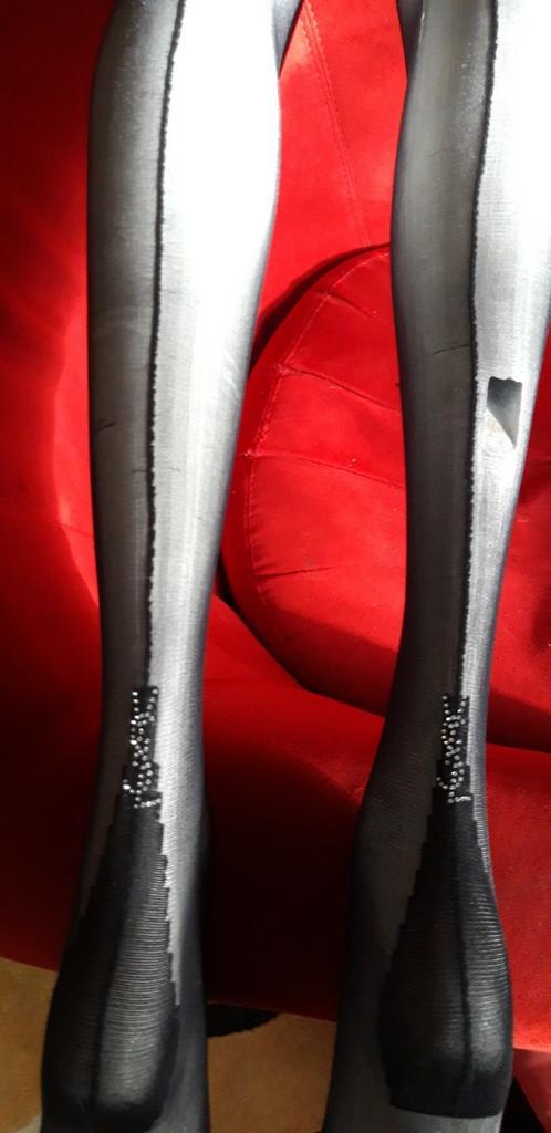 Yves Saint Laurent,UNIEK,panty met Swarovski logo VintageJ80, Kleding | Dames, Leggings, Maillots en Panty's, Nieuw, Panty, Maat 36/38 (S)