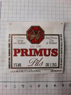 Bieretiket Primus Pils, Verzamelen, Ophalen of Verzenden, Zo goed als nieuw