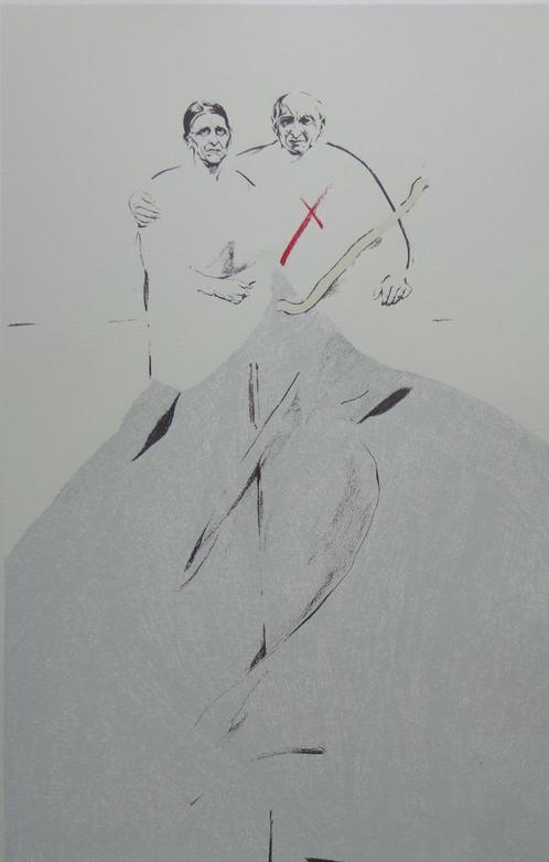 OCTAVE LANDUYT / BONJOUR BREL / KLEURLITHO / 76x56cm / SIG, Antiek en Kunst, Kunst | Litho's en Zeefdrukken, Ophalen of Verzenden