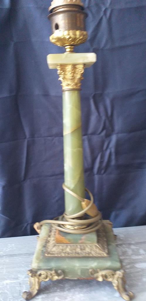 Empire Kolomlamp uit de beginVan de 20e eeuwse In groen Onix, Antiek en Kunst, Antiek | Verlichting, Ophalen of Verzenden