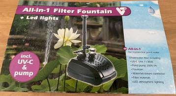 Water fontein met led lamp incl. UV-C & pomp NIEUW!, Enlèvement, Comme neuf