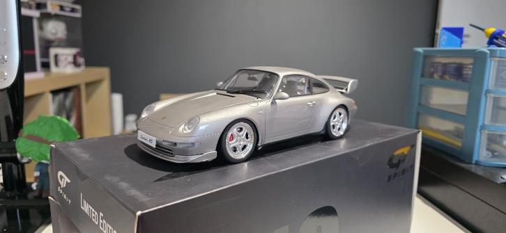 Porsche 911 (993) RS Clubsport zilver 1:18 GT-Spirit, Hobby en Vrije tijd, Modelauto's | 1:18, Zo goed als nieuw, Auto, Overige merken