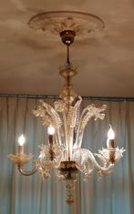 Venetiaanse kroonluchter glas goud bloemen, Huis en Inrichting, Lampen | Kroonluchters, Glas, Gebruikt, Ophalen