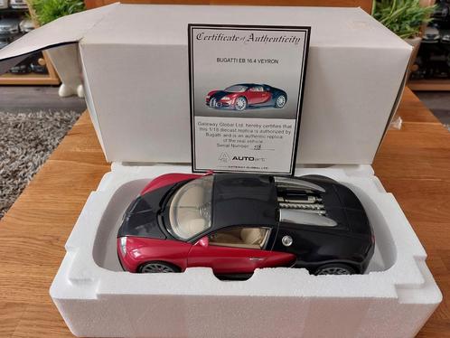 Autoart 70901 1/18 Bugatti 16.4 EB Veyron Showcar Black Red, Hobby en Vrije tijd, Modelauto's | 1:18, Zo goed als nieuw, Auto