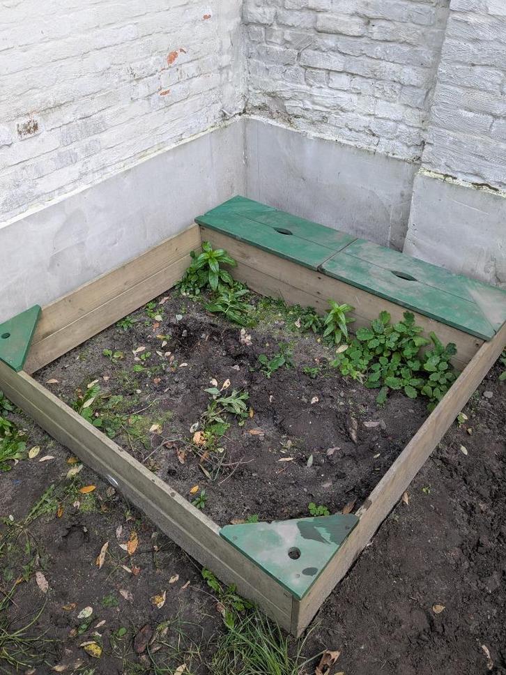 Zandbak met zitjes en opbergruimte, Kinderen en Baby's, Speelgoed | Buiten | Zandbakken, Gebruikt, Ophalen