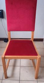 6 chaises en chêne avec tissu en velours rouge, parfait état, Antiquités & Art, Enlèvement