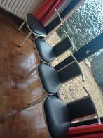 4 wit/zwarte (keuken)stoelen, Huis en Inrichting, Stoelen, Ophalen, Gebruikt, Zwart, Overige materialen