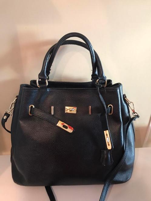 Luxe lederen handtas zwart - nieuwstaat!, Handtassen en Accessoires, Tassen | Damestassen, Handtas, Zwart, Ophalen of Verzenden