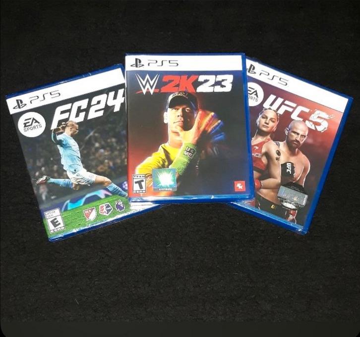 PS5 Games Bundel: WWE 2K23 (zonder doos) + UFC 5 + FC 24 –, Games en Spelcomputers, Games | Sony PlayStation 5, Zo goed als nieuw