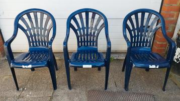 3 tuinstoelen blauw stapelbaar merk jardin beschikbaar voor biedingen