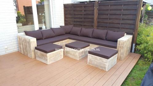 steigerhout Hoekbank loungebank tuinbank GRATIS BIJZETTAFEL, Tuin en Terras, Tuinsets en Loungesets, Nieuw, Loungeset, Steigerhout