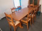 Volhouten eettafel met 6 stoelen, Huis en Inrichting, Ophalen, Gebruikt