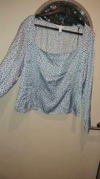 H&M, blouse met vierkante hals, XL, Blauw, Maat 42/44 (L), H&M, Ophalen of Verzenden