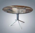 Vintage Space Age eettafel uit de jaren 60, chroom, gerookt, Huis en Inrichting, Ophalen, Zo goed als nieuw