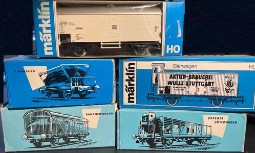 1905. 5 verschillende H0 Märklin-auto's., Hobby en Vrije tijd, Modeltreinen | H0, Gebruikt, Wagon, Märklin, Ophalen of Verzenden