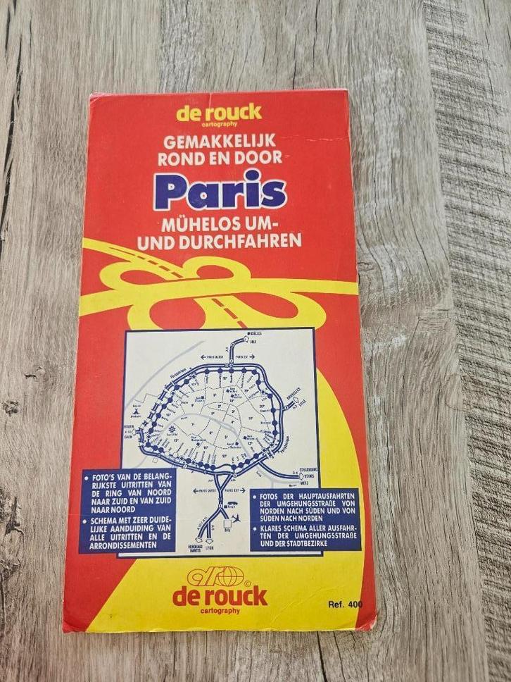 Kaart van Parijs - De Rouck, Boeken, Atlassen en Landkaarten, Gelezen, Overige typen, Frankrijk, 1800 tot 2000, Ophalen of Verzenden