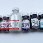 Zijdeschilderen: 9 flesjes deels gebruikte verf + fixeer., Enlèvement ou Envoi, Utilisé