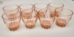 8 kleine vintage roze glaasjes made in France, Ophalen