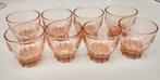 8 kleine vintage roze glaasjes made in France+ onderzetters, Antiek en Kunst, Ophalen