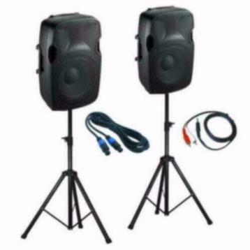 Actieve 12 inch Speakers Incl Statieven en kabels 1000 Watt, Enlèvement ou Envoi, Neuf, 120 watts ou plus, Autres marques