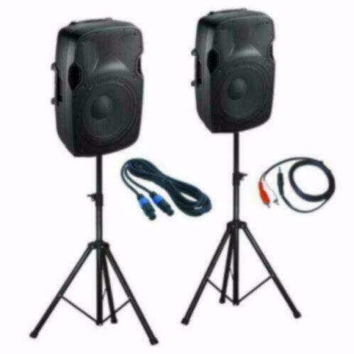 Actieve 12 inch Speakers Incl Statieven en kabels 1000 Watt, Audio, Tv en Foto, Luidsprekerboxen, Nieuw, 120 watt of meer, Overige merken