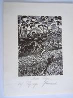 Gravure sur bois de Frans Masereel : Paysage flamand, Enlèvement ou Envoi