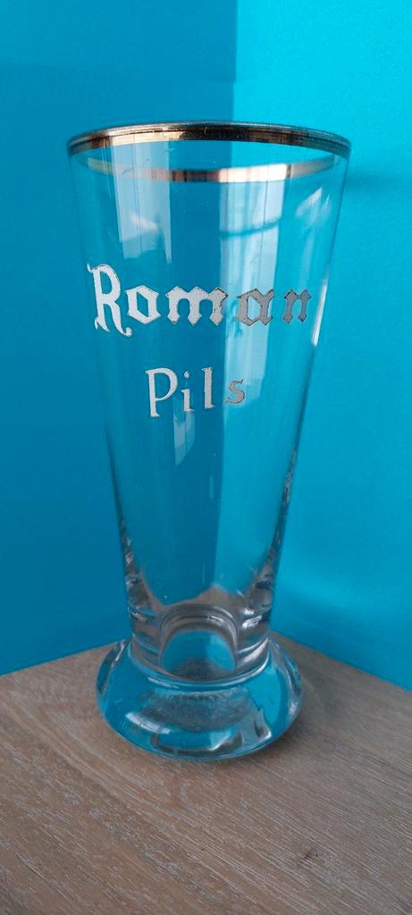 Oude flut Roman Pils Br.Roman Mater - Oudenaarde ., Verzamelen, Biermerken, Zo goed als nieuw, Glas of Glazen, Overige merken