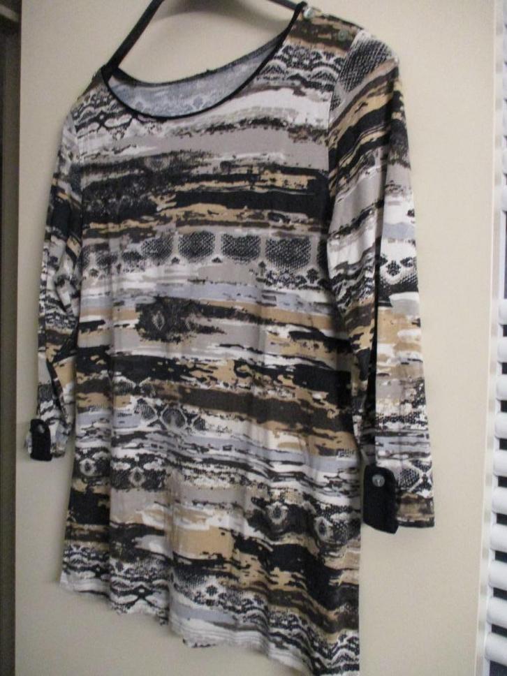 Bruin gevlamde blouse / shirt maat 42 - 44, Vêtements | Femmes, T-shirts, Comme neuf, Taille 42/44 (L), Brun, Manches longues