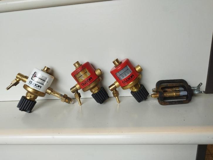 Gloor garant drukregelaars + snijbekken + terugslagklep, Doe-het-zelf en Bouw, Gereedschap | Lasapparaten, Zo goed als nieuw, Overige typen