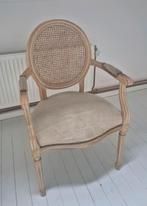 Antieke Louis XVI fauteuil in gepatineerd hout en stokhout, Antiek en Kunst, Ophalen