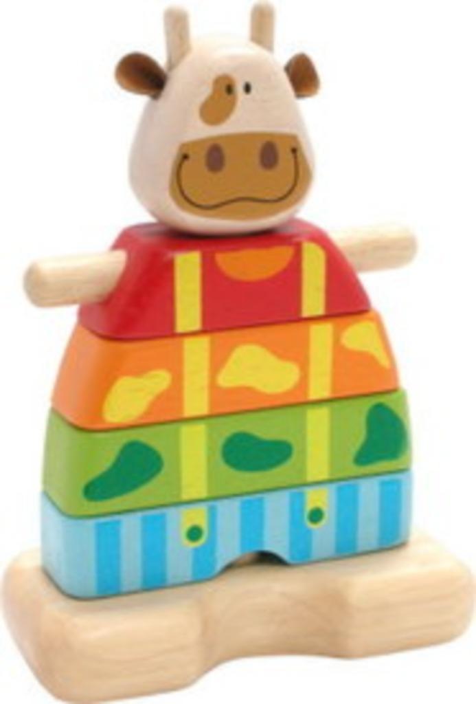 Houten stapelvorm koe I'm Toy, Kinderen en Baby's, Kraamcadeaus en Geboorteborden, Nieuw, Kraamcadeau, Ophalen of Verzenden