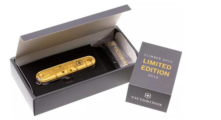 Victorinox 'Climber' 91mm GOLD édition limitée 2016, Caravanes & Camping, Outils de camping, Neuf, Enlèvement ou Envoi