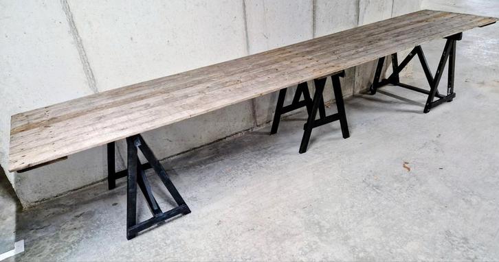 Oude schragen tafel, Antiek en Kunst, Antiek | Meubels | Tafels, Ophalen