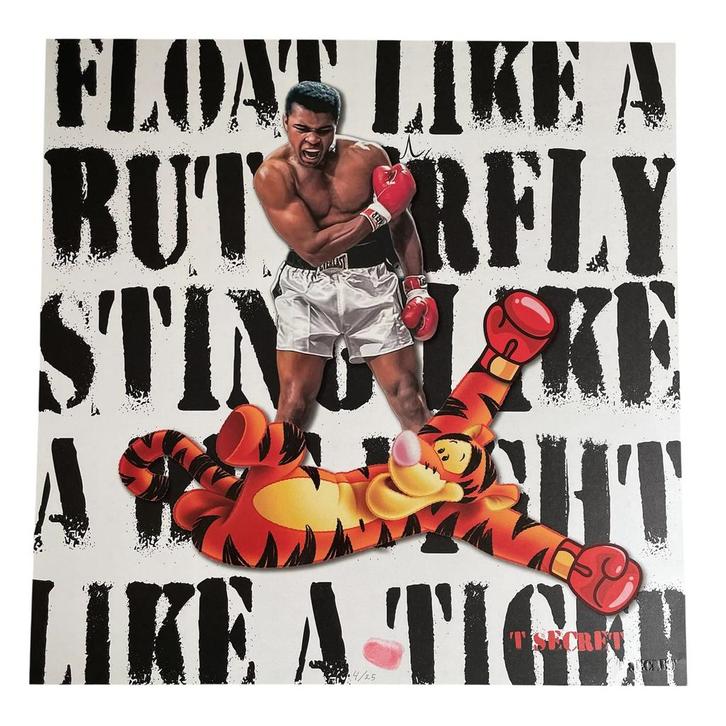 Zeefdruk  “Tigger & Muhammad Ali” door T Secret, Antiek en Kunst, Kunst | Litho's en Zeefdrukken, Ophalen