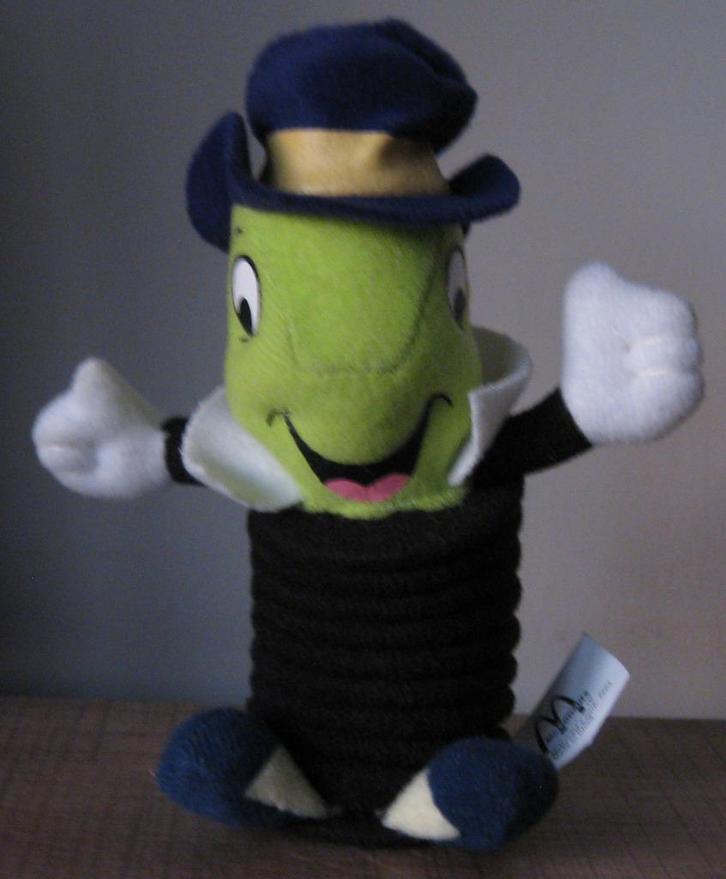 Disney knuffeltje: Japie Krekel (Pinokkio), Verzamelen, Disney, Zo goed als nieuw, Knuffel, Peter Pan of Pinokkio, Ophalen of Verzenden