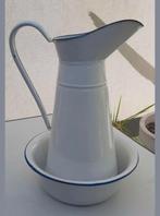 Vintage belgische emaille kruik met kom, Ophalen of Verzenden